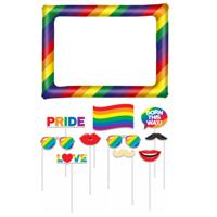 Pride Foto prop set met opblaas frame 80 x 60 cm - 10 delige Pride props - photo booth Pride Foto prop set met opblaas frame 80 x 60 cm - 10 delige Pride props - photo booth