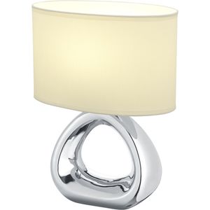 LED Tafellamp - Tafelverlichting - Trion Gizo - E27 Fitting - Rond - Mat Zilver - Keramiek