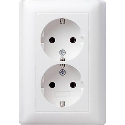 GIRA 078003 Wandcontactdoos dubbel Inzetstuk System 55, Standaard 55, E2, Event, Event Clear, Event Opaque, Esprit, ClassiX Zuiver wit glanzend 1 stuk(s)