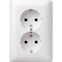 GIRA 078003 Wandcontactdoos dubbel Inzetstuk System 55, Standaard 55, E2, Event, Event Clear, Event Opaque, Esprit, ClassiX Zuiver wit glanzend 1 stuk(s)