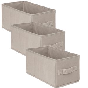 Opbergmand/kastmand - 3x stuks - 7 liter - beige - 15 x 31 x 15 cm