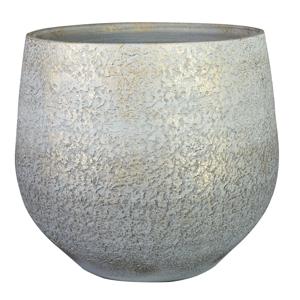 Plantenpot - keramiek - metallic zilvergrijs/gold finish -27x25cm