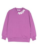 MSGM Kids sweat en coton à logo imprimé - Violet - thumbnail