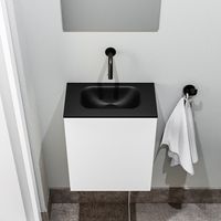 Zaro Polly toiletmeubel 40cm mat wit met zwarte wastafel zonder kraangat - thumbnail
