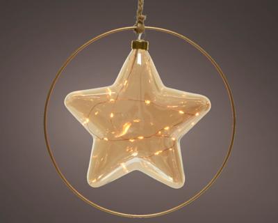 MicroLED ster BO d26h26 cm amber/klassiek warm kerstverlichting - Lumineo