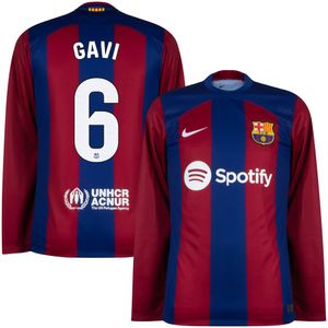 FC Barcelona Shirt Thuis 2023-2024 (Lange Mouwen) + Gavi 6