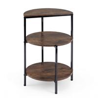 Rond Salontafeltje Salontafel met 3 Planken en Metalen Frame Verstelbare Poten Nachtkastje van Industrieel Hout voor Woonkamer en Slaapkamer 43 x 43 x 63 cm