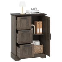 Keukenkast Houten Archiefkast In Landelijke Stijl Met Schuifdeuren En Drie Laden Vrijstaande Bestekkast