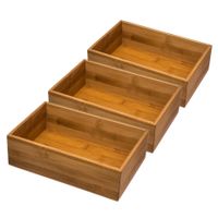 Set van 3x stuks bamboe ladekast/keukenspullen/kantoor vakjes/sorteerbakjes 23 x 15 x 7 cm