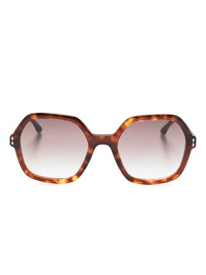 Isabel Marant Eyewear lunettes de soleil oversize à logo imprimé - Marron