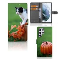 Samsung Galaxy S22 Ultra | Telefoonhoesje | Met pasjeshouder | Kitten