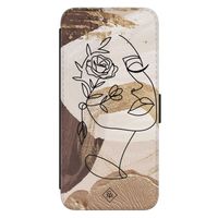 Samsung Galaxy S23 flipcase - Abstract gezicht bruin