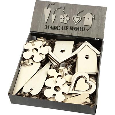Creativ Company Houten decoraties, afm 6,5-21,5 cm, dikte 5 mm, 100 stuk/ 1 doos