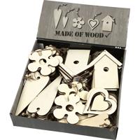 Creativ Company Houten decoraties, afm 6,5-21,5 cm, dikte 5 mm, 100 stuk/ 1 doos