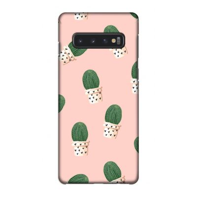 Cactusprint roze: Samsung Galaxy S10 4G Volledig Geprint Hoesje