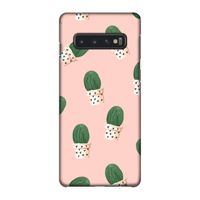 Cactusprint roze: Samsung Galaxy S10 4G Volledig Geprint Hoesje