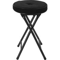 Home &amp; Styling Bijzet krukje/stoel - Opvouwbaar - zwart Ribcord - D33 x H49 cm   - - thumbnail