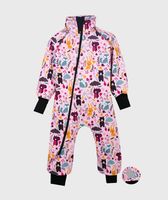 Waterproof Softshell Overall Comfy Forest Animals Pink Bodysuit - thumbnail