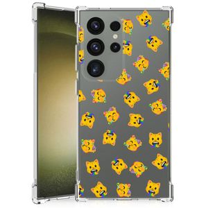 Doorzichtige Silicone Hoesje voor Samsung Galaxy S24 Ultra Katten Emojis