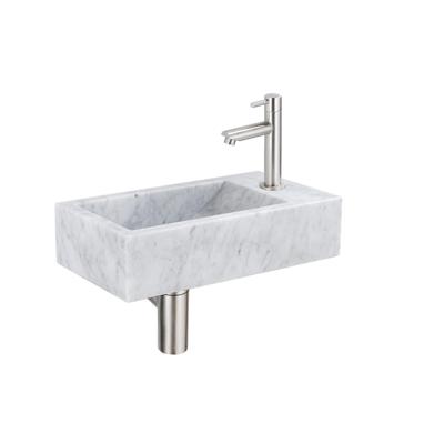 Fortifura Fuente fonteinset - 40x22 - 1 kraangat - rechts - marmer - fonteinkraan RVS geborsteld - wit SW696237/SW696207/SW696217/SW728223