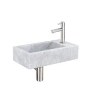 Fortifura Fuente fonteinset - 40x22 - 1 kraangat - rechts - marmer - fonteinkraan RVS geborsteld - wit SW696237/SW696207/SW696217/SW728223