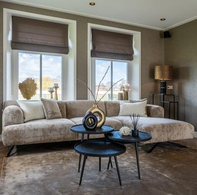 Richmond 3-zits Loungebank 'Donovan' Rechts, Chenille, kleur Taupe