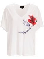 Emporio Armani t-shirt fleuri à col v - Blanc