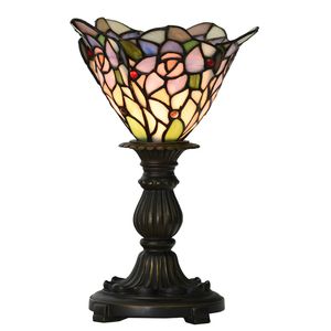 LumiLamp Tiffany Tafellamp Ø 20x30 cm Roze Paars Glas Tiffany Bureaulamp Roze Tiffany Bureaulamp