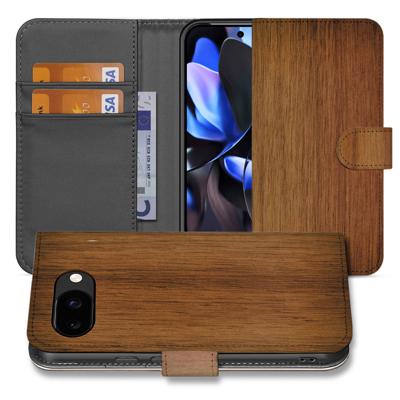 Donker Hout Google Pixel 9a | Book Case En Portemonnee Hoesje