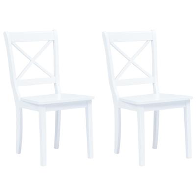 Eetkamerstoelen 2 st massief rubberwood wit