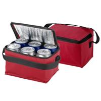 Kleine koeltas voor sixpack blikjes - 2x - 3,5 liter - rood - 20 x 15 x 12 cm - Lunchtrommel