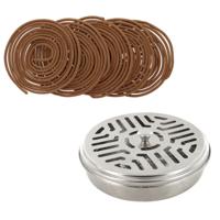 Citronella set - metalen houder - 10x navulspiralen - citronella spiralen - muggen werend