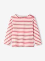 Gestreept meisjesshirt lange mouwen rood, gestreept