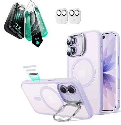 iPhone 17 Bundle Classic Hybrid Magnetic Case (Camera Control, Stash Stand) and Armorite Screen Protector - Frosted Light Purple