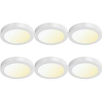LED Downlight Opbouwspot 6 Stuks - Brinton Thin - 12W 1120lm 120° Bundelhoek - Aanpasbare Lichtkleur 3000K-4000K-6500K - IP40 - Rond - Wit - Ø172mm