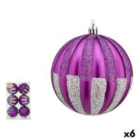Set kerstballen Krist+ 00858 00858 Paars Zilverkleurig PVC 10 cm (6 Stuks)