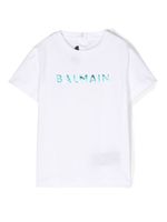 Balmain Kids t-shirt à logo imprimé - Blanc