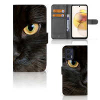 Motorola Moto G73 Telefoonhoesje met Pasjes Zwarte Kat - thumbnail