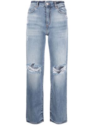 PINKO jean droit à effet usé - Bleu