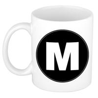 Koffie mok met de letter M - beker - zwart - eerste letter van een voornaam - wit - 300 ml