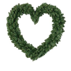 Valentijn versiering deurkrans hart groen 50 cm   -