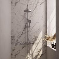 BRAUER Stripe Opbouw Thermostatische Regendouche - SET 02 - 25cm hoofddouche - 3-standen handdouche - doucheslang - RVS-kleurig geborsteld PVD 5-NG-349