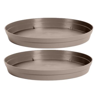 EDA Bloempot onderschaal Toscane - 2x stuks - kunststof - taupe - D28 cm - opvangschalen