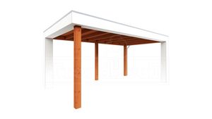 Tijdelijk 15% korting | Buitenverblijf Verona 520x335 cm - Plat dak model rechts- Plat dak- Onbehandeld lariks Douglas hout- Trendhout