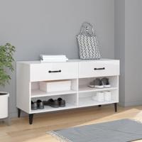 Schoenenkast 102x35x55 cm bewerkt hout hoogglans wit