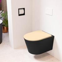 MONDIAZ LAVIE hangend toilet single fire rimless diepspoel Urban, Toiletzitting met quick-release & softclose Sand