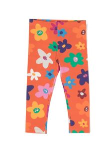 Stella McCartney Kids legging en coton à fleurs - Orange