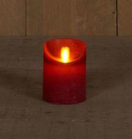 B.o.t. kaars wax rustiek bewegende vlam 7.5x10cm bordeaux 3xaaa/timer - Annas collection