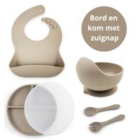 Ik Ben Zo Mooi Onbreekbaar Siliconen Kinderservies met Zuignap Bordje voor Baby en Kind - Set van 6 stuks - Doeskin Zand Ik Ben Zo Mooi Onbreekbaar Siliconen Kinderservies met Zuignap Bordje voor Baby en Kind - Set van 6 stuks - Doeskin Zand