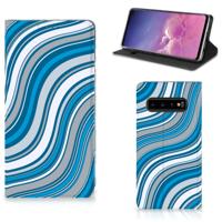Samsung Galaxy S10 | Hoesje met Magneet | Waves Blue Samsung Galaxy S10 | Hoesje met Magneet | Waves Blue